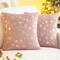 Set of 2 Soft Faux Fur Christmas Throw Pillow Covers 18x18 Inch, Pink Snowflake Glitter Decorative Cushion Cases for Bed, Sofa, Chair & Home Décor